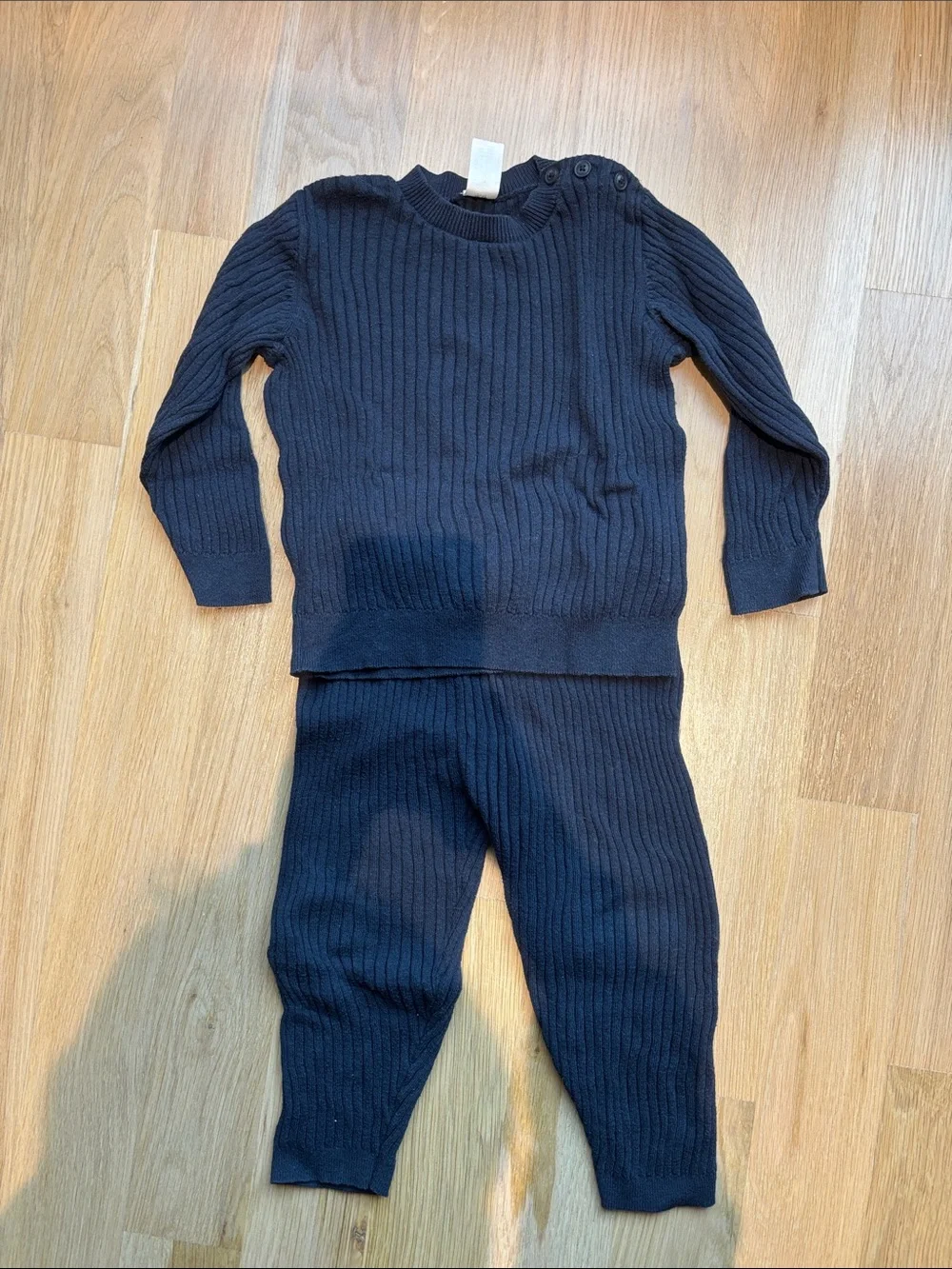 H&M Navy Ribbed Knit Kids Matching Set